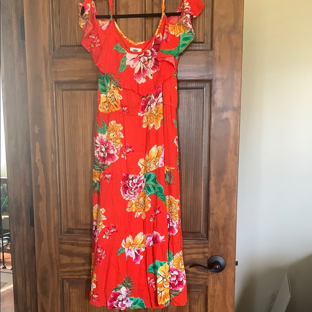Old Navy Red Floral Maxi Dress